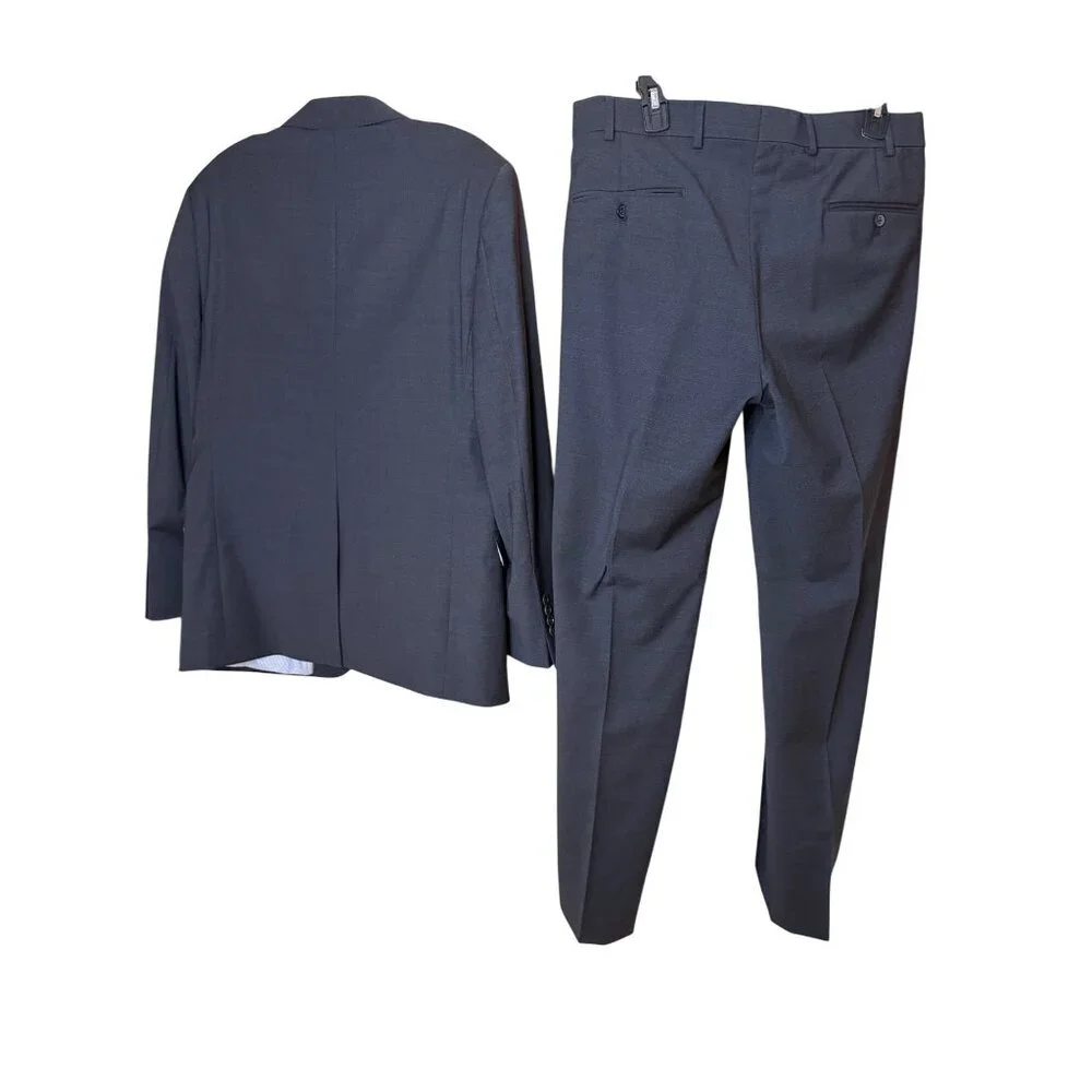 Brooks Brothers Mens Two-piece Suit Size 41 Gray Flat Front Notch Wool Blend